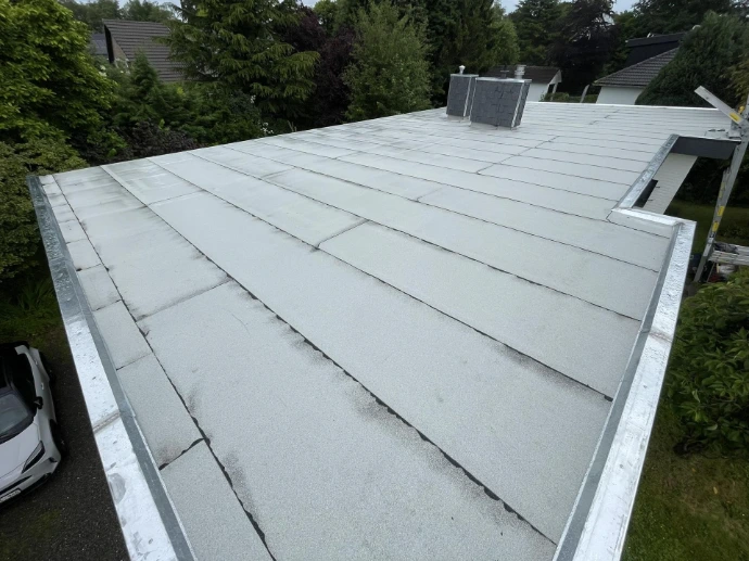 Le roofing a prouvé son efficacité au fil du temps. En noir ou en blanc (réduisant la chaleur en été), il protège votre toiture durablement.